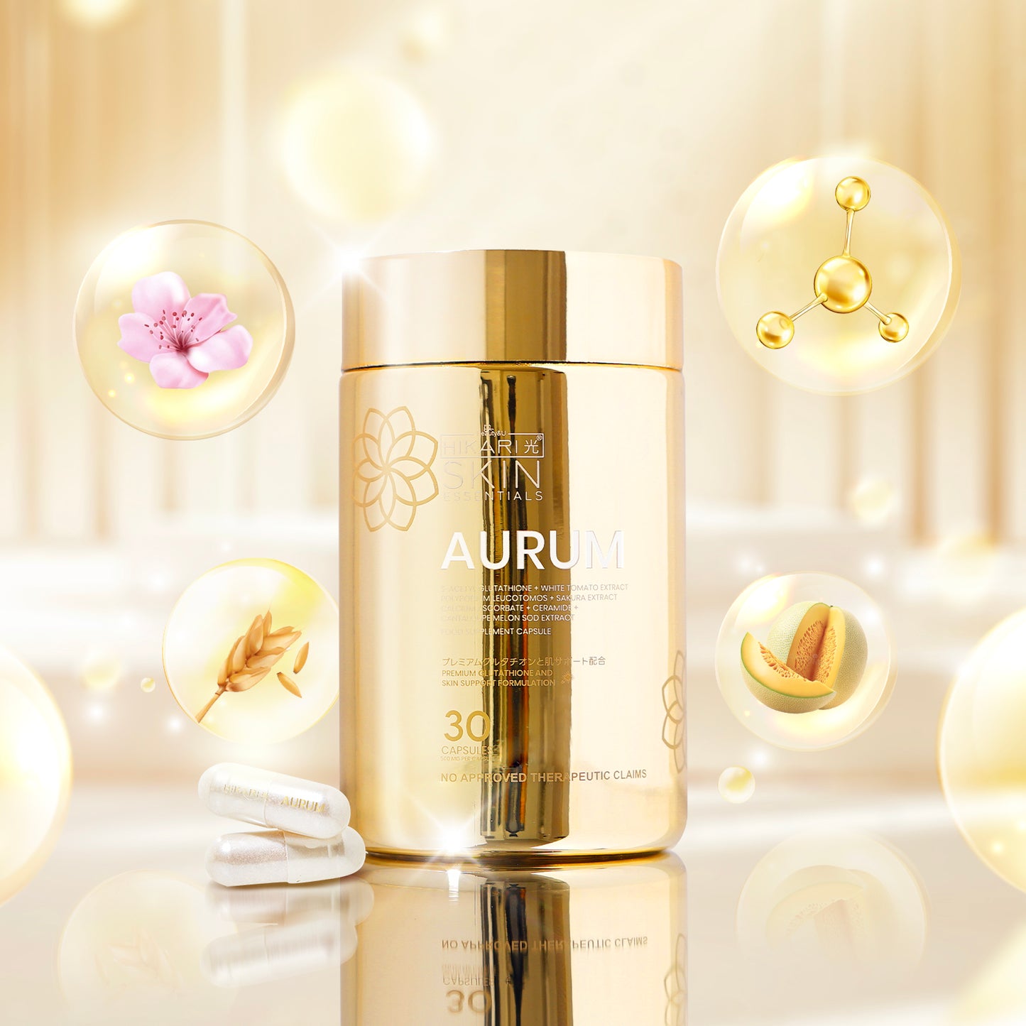 HIKARI Skin Essentials AURUM S-Acetyl Glutathione - 30 Capsules