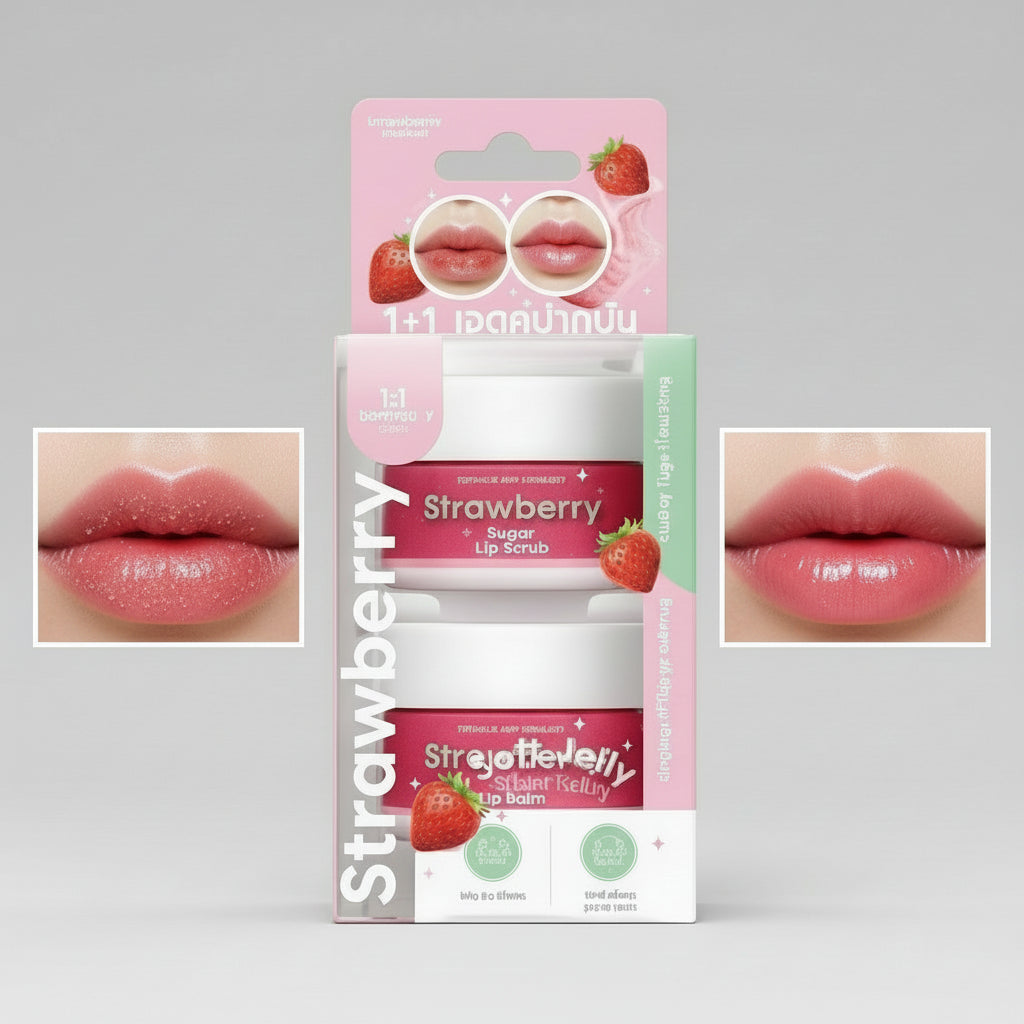 Precious Skin Strawberry Jelly Lip Balm & Sugar Lip Scrub Combo
