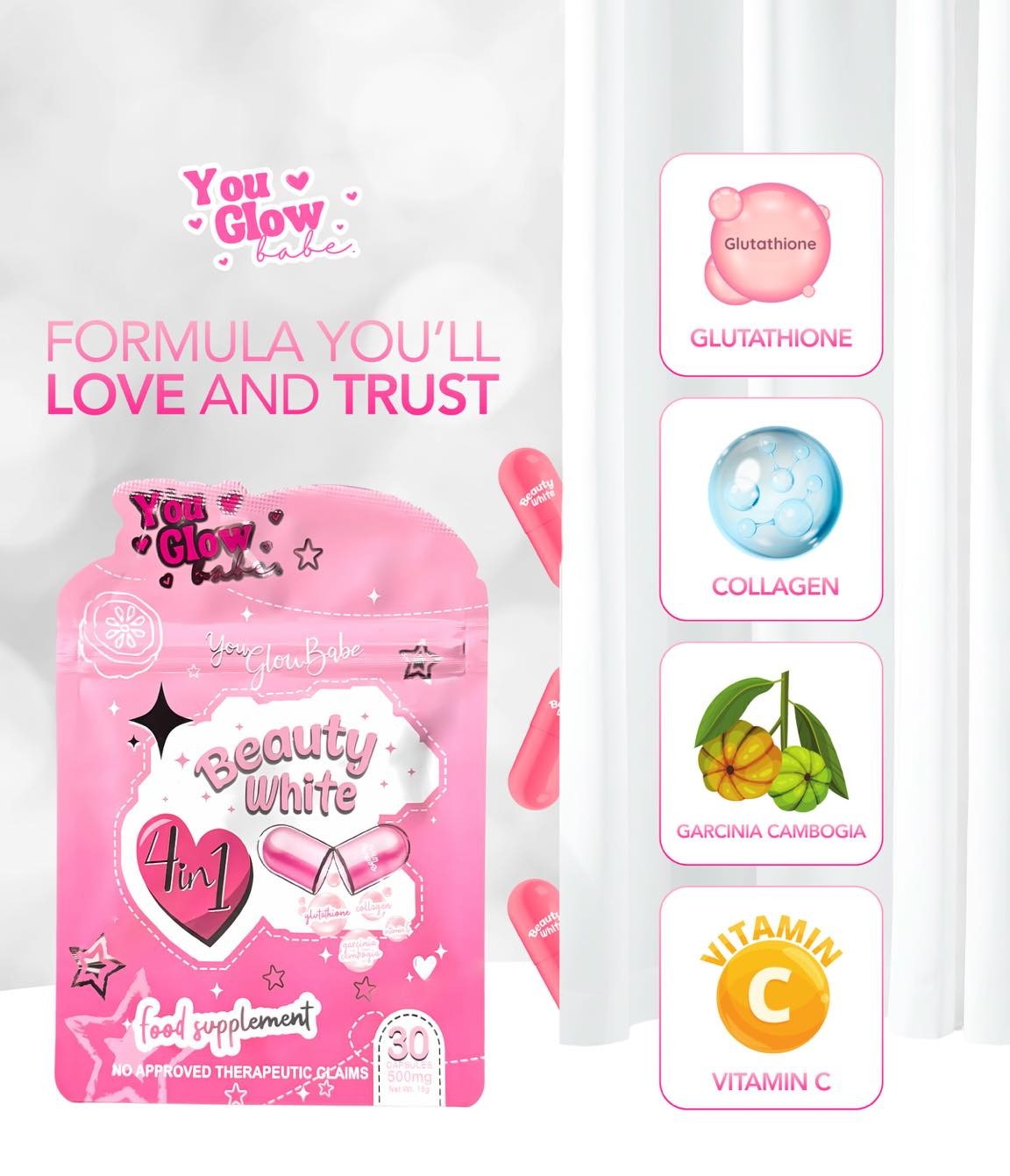 YOU GLOW BABE Beauty White 4-in-1 Glutathione Capsules