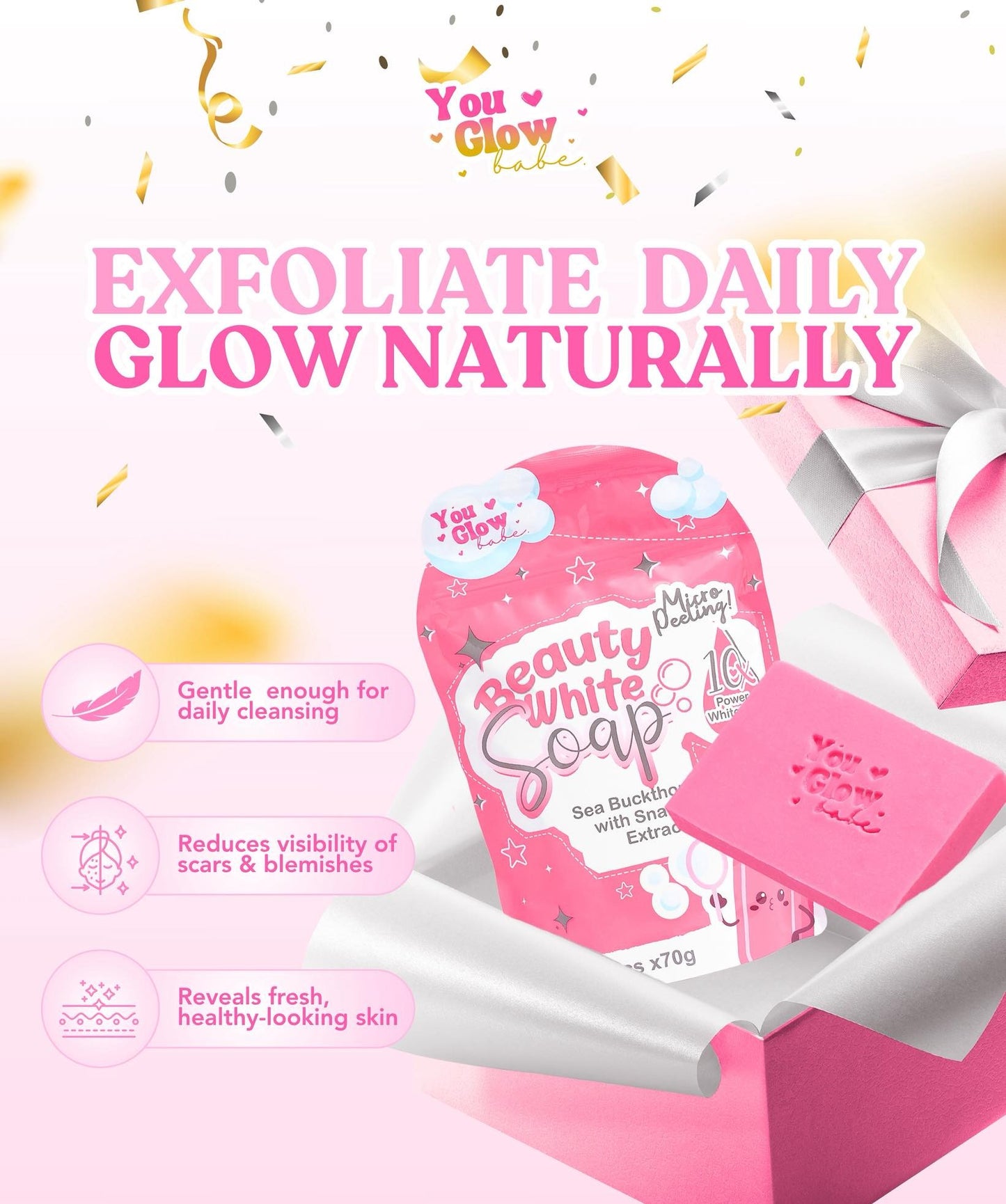 YOU GLOW BABE Beauty White Soap ( Net wt. 5pcs x 70g)
