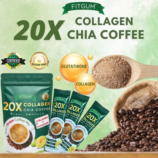 FITGUM Collagen Chia Coffee Mix (10 x 12g Sachets)