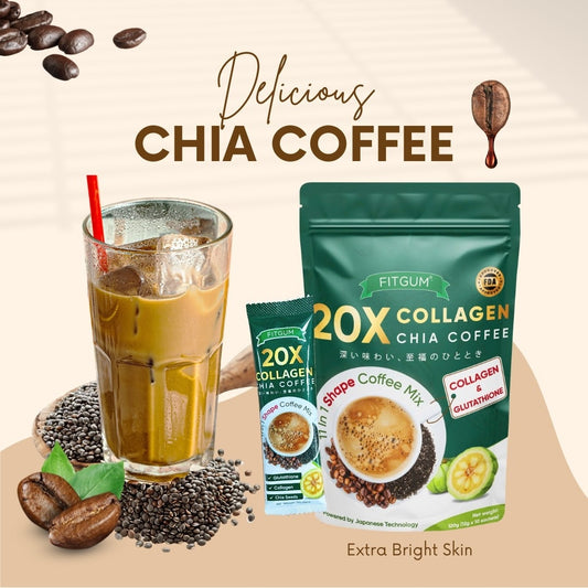 FITGUM Collagen Chia Coffee Mix (10 x 12g Sachets)